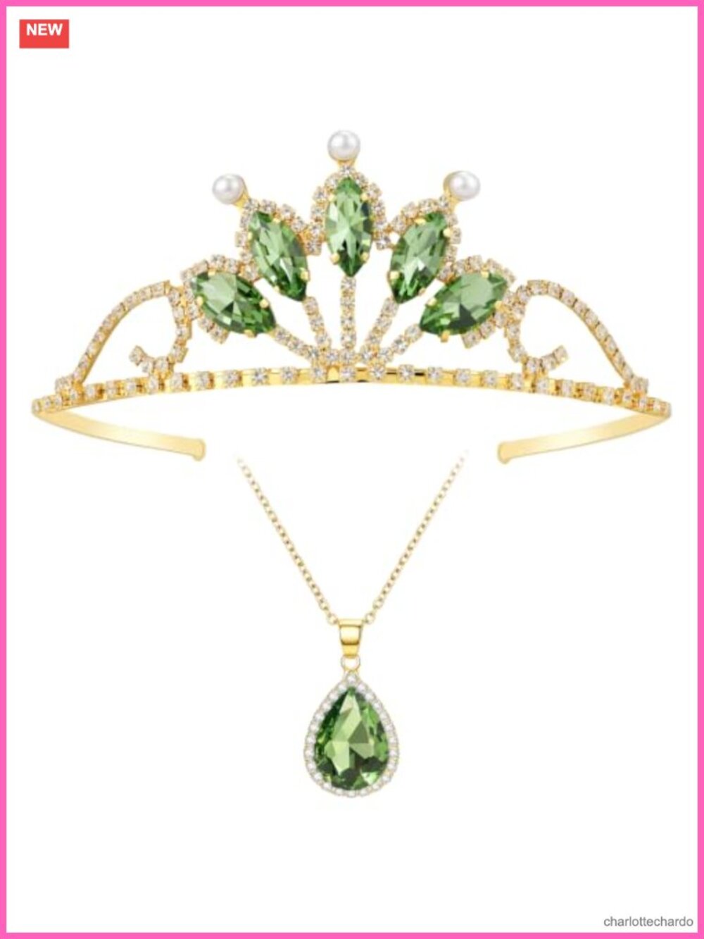 Princess Costume Accessories Set Crown Necklace Rhinestone Adult